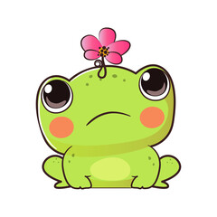 Cute baby frog in cartoon style. Vector illustration.