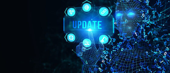 Business, Technology, Internet and network concept. Update software computer program upgrade.  3d illustration