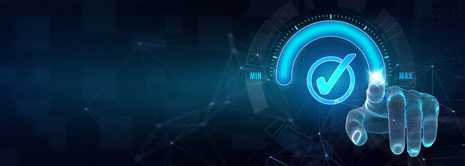 Standard quality control. Certification. Business, technology, internet and networking concept.  3d illustration