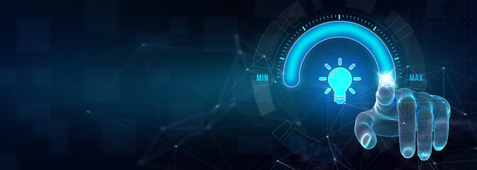 Business, technology, internet and networking concept. Light Bulb innovation Solution. 3d illustration