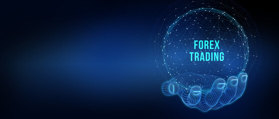 FOREX TRADING, new business concept.  Business, Technology, Internet and network concept. 3d illustration