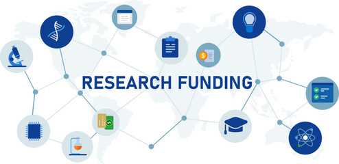 Research funding scholarship project financing icon concept illustration - obrazy, fototapety, plakaty