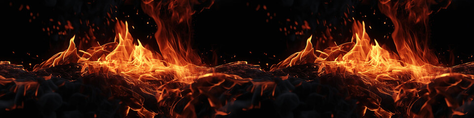 fire on black background.