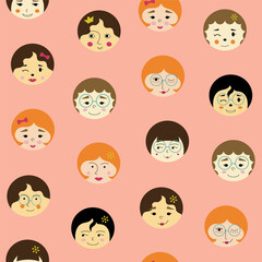 Feminine look, abstract personage, mascot design, funny face, cute icon.