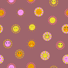 Fototapeta premium Smiling sun, abstract personage, mascot design, funny face, cute icon.