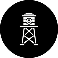 Water Tower Glyph Inverted Icon