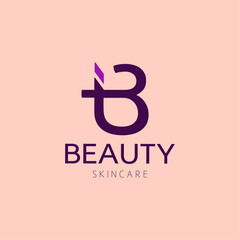 feminine letter B logo vector design for beauty brand
