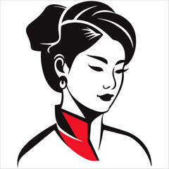 Asian Woman in Red and black