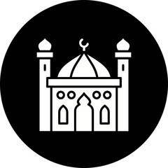 Mosque Glyph Inverted Icon