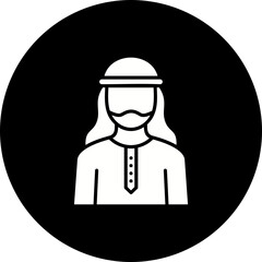 Arab Man Glyph Inverted Icon