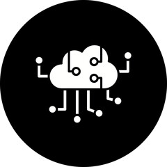 Cloud Computing Glyph Inverted Icon