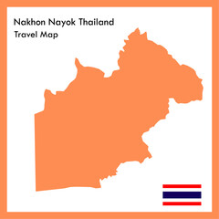 Orange Map Nakhon Nayok Province is one of Thailand with a flag.