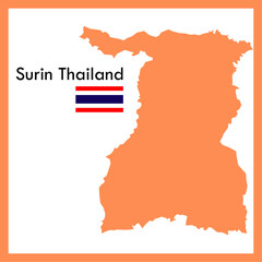 Orange Map Surin province is a part of Thailand with a picture of the flag.