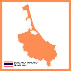 Orange Map Songkhla Province is one of Thailand with flag icon.
