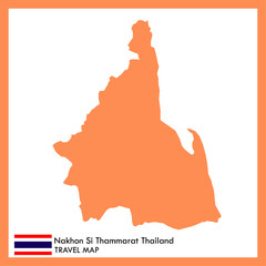 Orange map, Nakhon Si Thammarat province is part of Thailand with flag image.