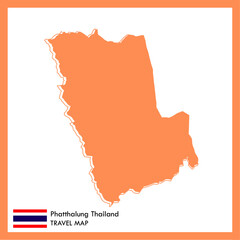 Orange Map Phatthalung Province is the part of Thailand with the national flag.