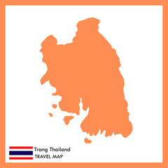 Orange map, Trang province is part of Thailand with flag image.