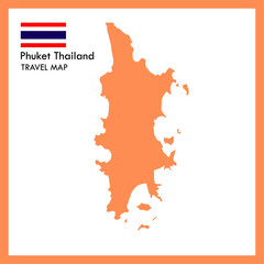 Orange Map Phuket province is one of Thailand with flag picture.