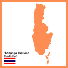Orange Map Phang Nga province is part of Thailand with flag image.