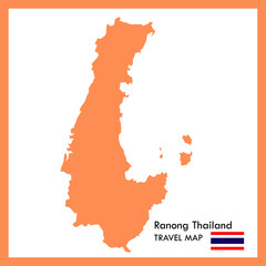 Orange map, Ranong province is part of Thailand with flag image.