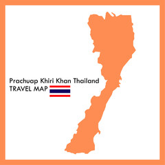 Orange map Prachuap Khiri Khan Province is one of Thailand with flag icon.