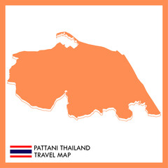 Orange Map Pattani Province Is one of Thailand with the national flag icon.