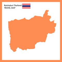 Orange map, Ratchaburi province is part of Thailand with flag picture.
