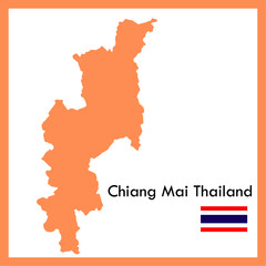 Orange map Chiang Mai province is part of Thailand with flag picture.