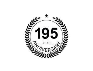 195 years anniversary logo template isolated on white, black and white background. 195th anniversary logo.