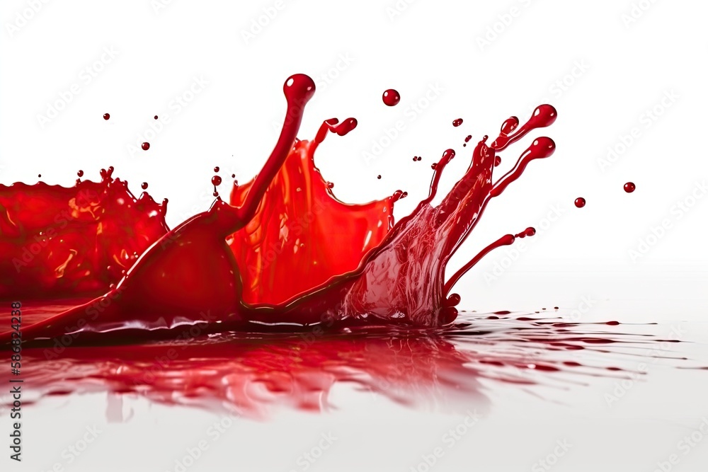 Poster red liquid splashing and dispersing in water. generative ai