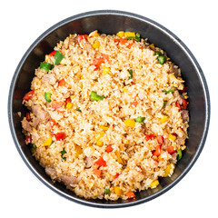 Asian fried rice with vegetables and pork
