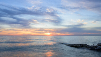 Sunset at the beach in Ault in summer