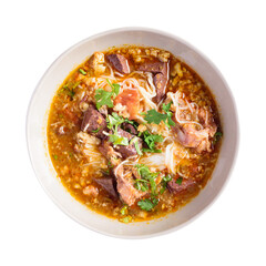 Northern Thai food (Kanom Jeen Nam Ngeaw), Spicy rice noodles soup with pork and pork blood
