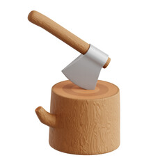 3D illustration of a carpenter's axe