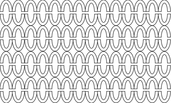 Black and white O ring repeat seamless pattern, replete image on white background design for fabric printing