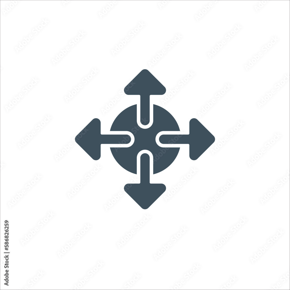 Poster spreading outward arrows distribution icon. extend business symbol. propagation spreading scheme. st