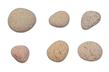 set of six different pebbles