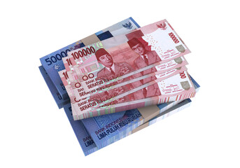 Indonesian rupiah banknotes with a transparent background