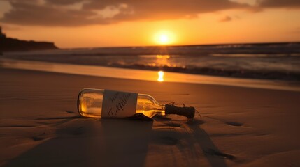 bottle on the beach, generative AI