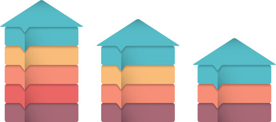 Infographic templates with house divided on segments with place for text and icons © PixMarket
