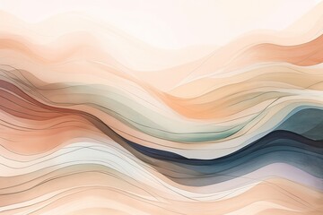 Abstract line beige wave minimalist background illustration with Generative AI