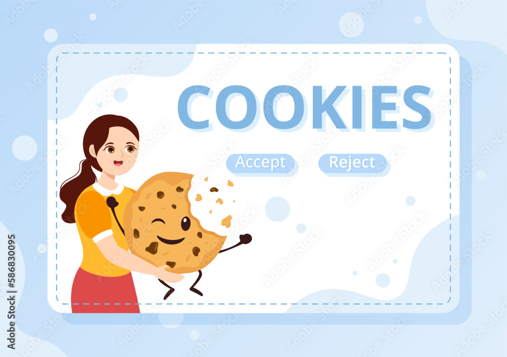 Wall mural internet cookies technology illustration with track cookie record of browsing a website in flat cart