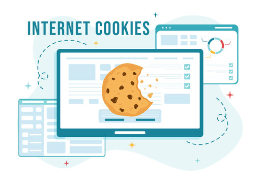 Internet Cookies Technology Illustration with Track Cookie Record of Browsing a Website in Flat Cartoon Hand Drawn Landing Page Templates