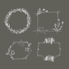 set of Retro frames with floral ornament