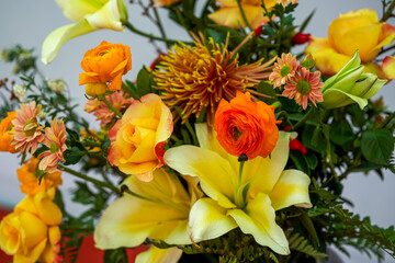 Beautiful gorgeous artistic flower arrangement close-up
