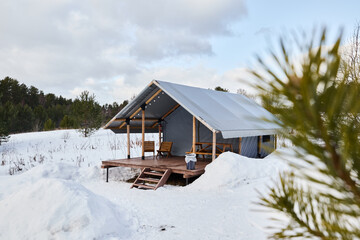 Photos of beautiful glamping in the winter forest