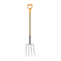 Gardener's pitchfork on white background