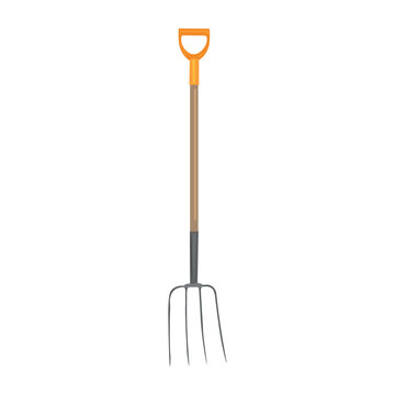 orange handled garden fork on white clip art preview