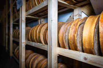 Mountain cheese from northern Italy aged for years