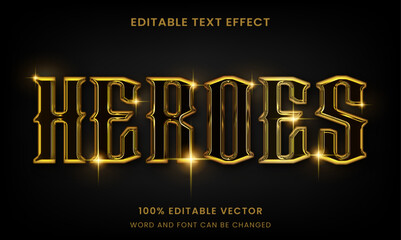 golden metallic super Hero 3d editable text effect